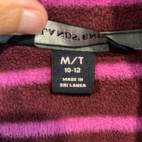 Lands End Purple Stripe Fleece 1/4 Zip Top Medium Tall MT - Picture 4 of 5